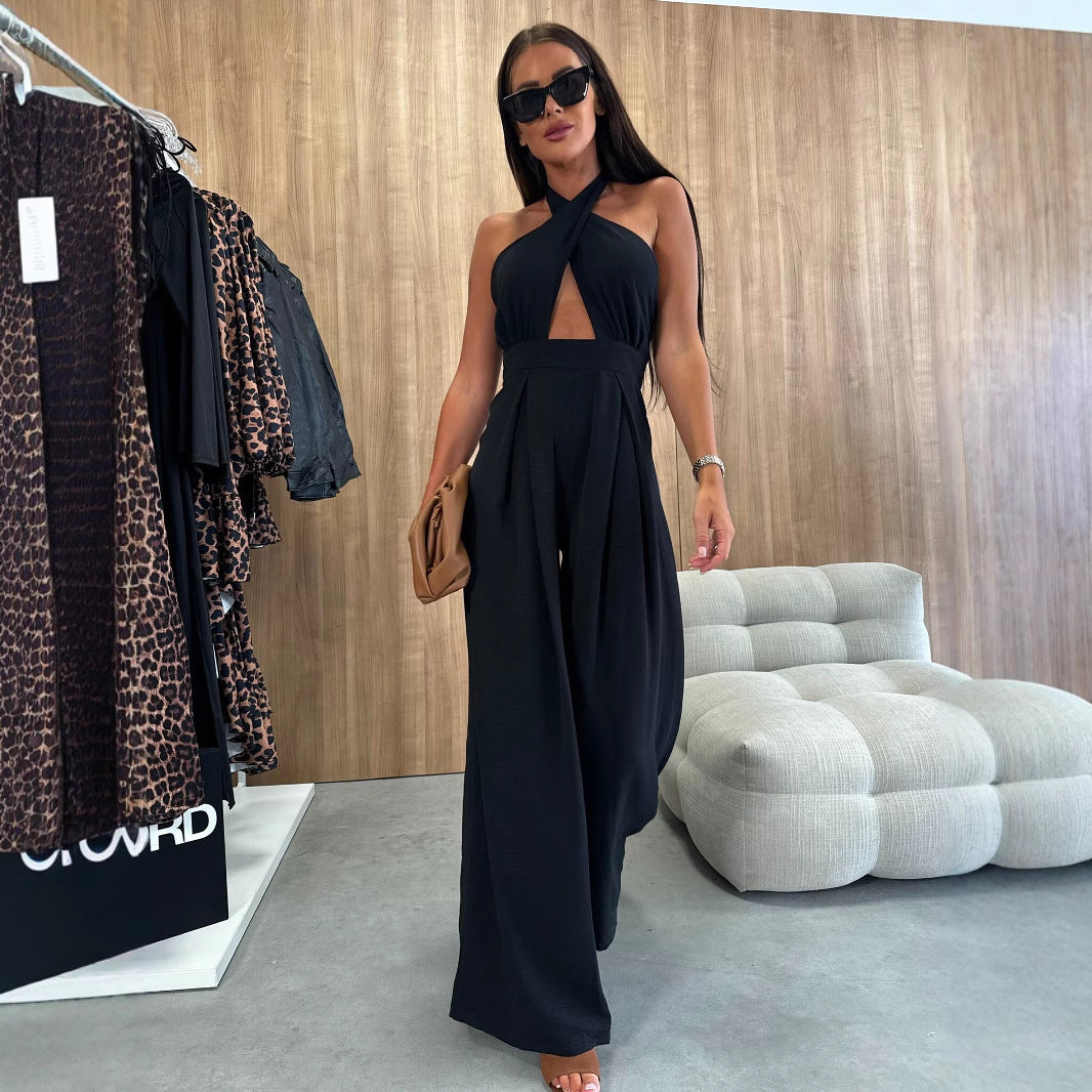 Combinaison à dos nu découpé à jambes larges Chic und Stil