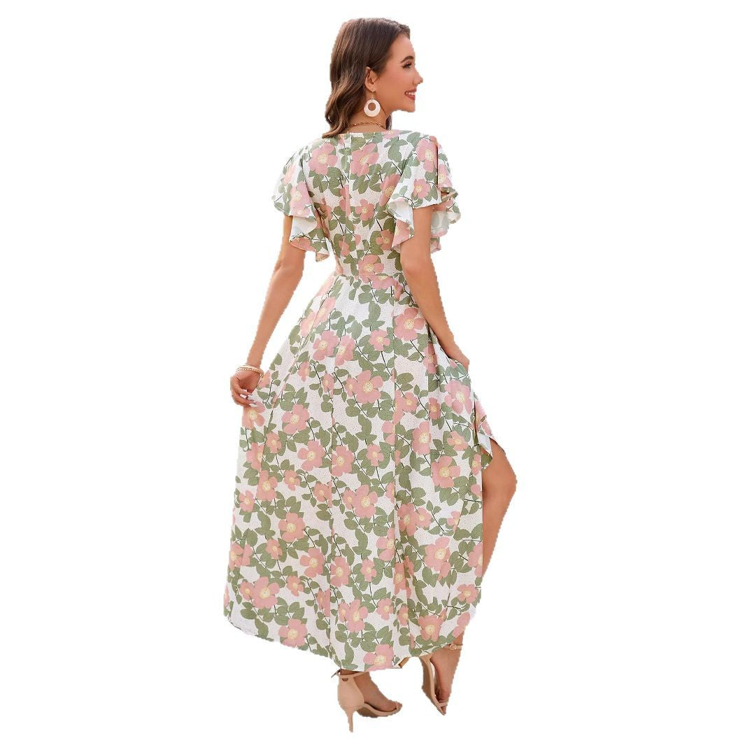 Robe maxi à imprimé floral pour femmes avec des manches ondulantes Chic und Stil