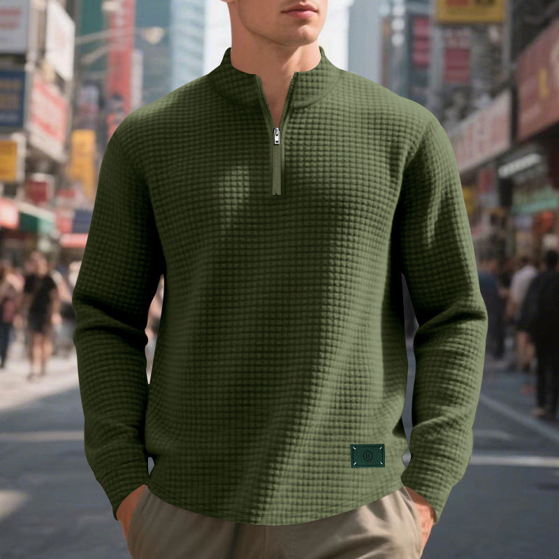 Pull sportif pour hommes avec fermeture éclair et structure Chic und Stil