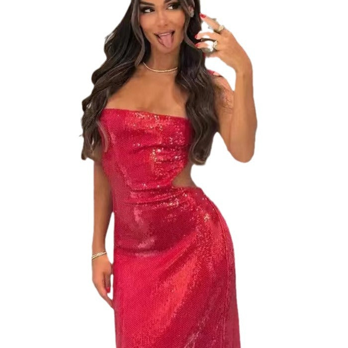Robes de soirée glamour pour femmes avec ornement en sequins scintillants Chic und Stil