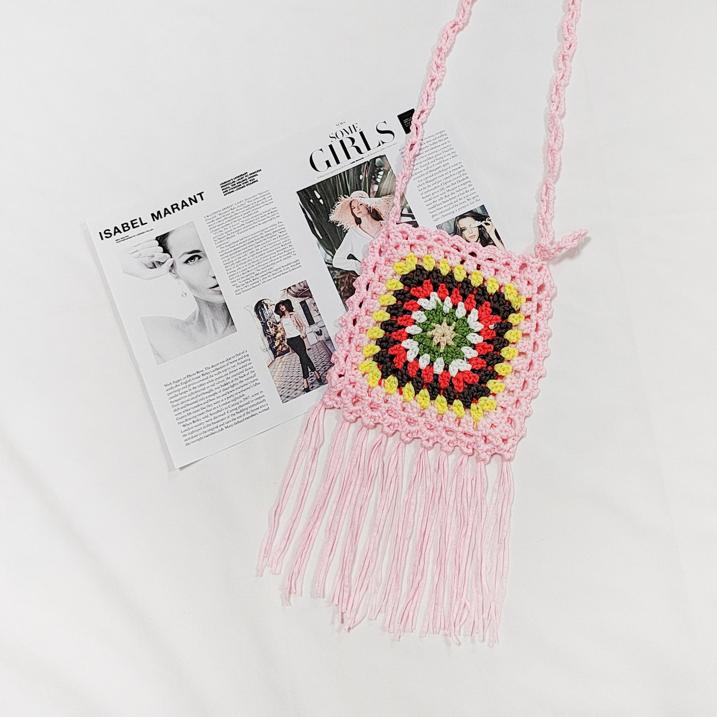 Sac à bandoulière à pompons en crochet pour femmes Chic und Stil