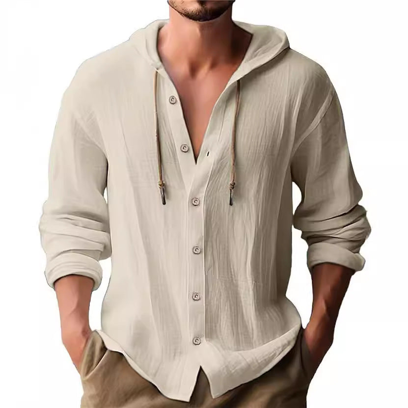Chemise à capuche décontractée pour hommes avec patte de boutonnage et manches élastiques Chic und Stil