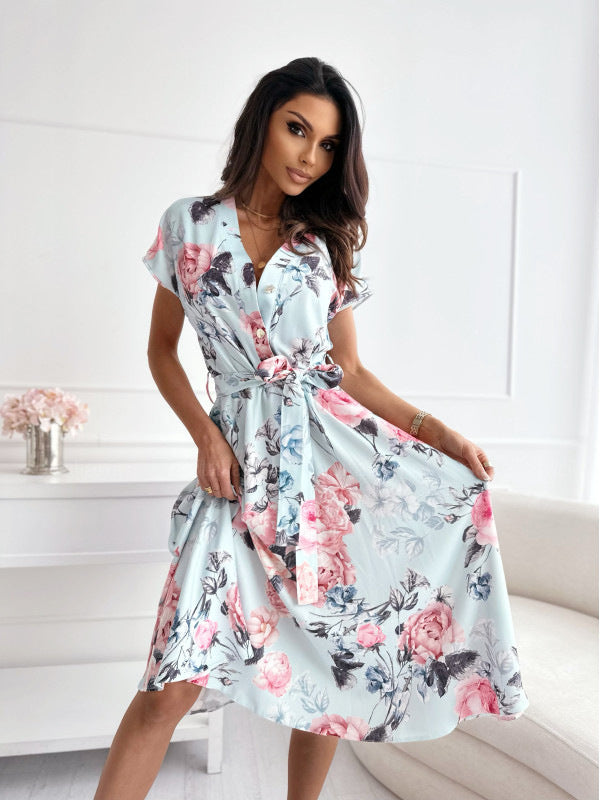 Robe portefeuille à imprimé floral pour femmes avec fente latérale Chic und Stil