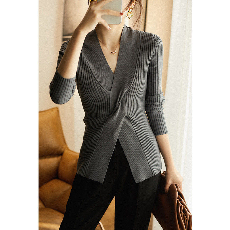 Top en maille côtelée pour femmes Chic und Stil