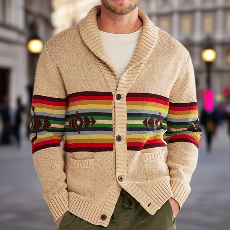 Cardigan en tricot pour hommes avec motif coloré et coupe décontractée Chic und Stil