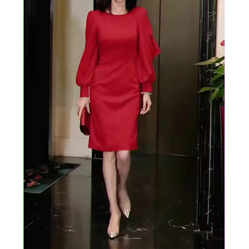 Robe midi élégante pour femmes avec manches bouffantes Chic und Stil 1750847001