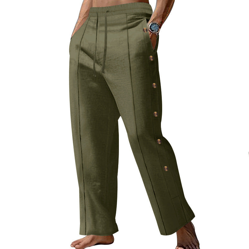 Pantalon d'été décontracté pour homme avec boutons latéraux et taille élastique Chic und Stil