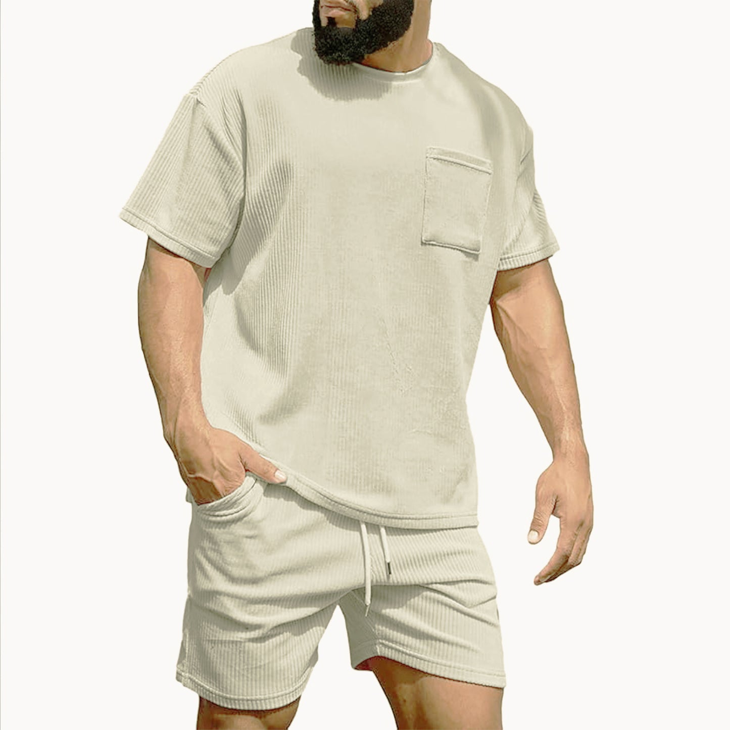 Hommes T-shirt à manches courtes et short tenue de loisirs Chic und Stil