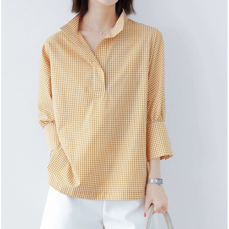 Blouse à carreaux élégante pour femmes Chic und Stil