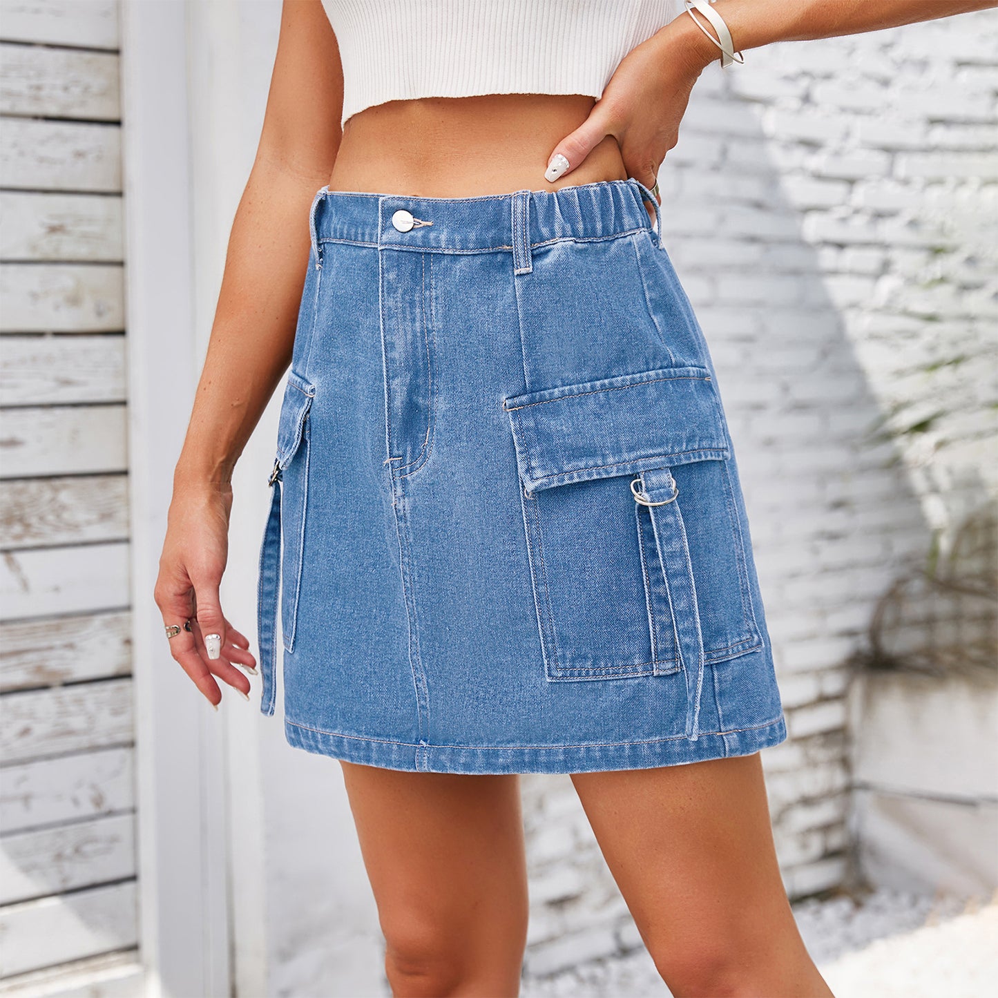 Women's utility skirt with practical side pockets and adjustable waist Chic und Stil