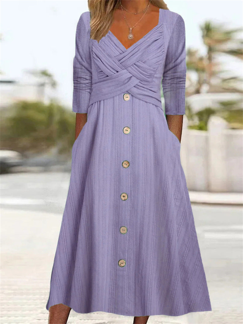 Robe maxi à boutons pour femmes avec détail de haut croisé Chic und Stil