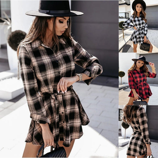Chemise à carreaux pour femmes avec ceinture Chic und Stil