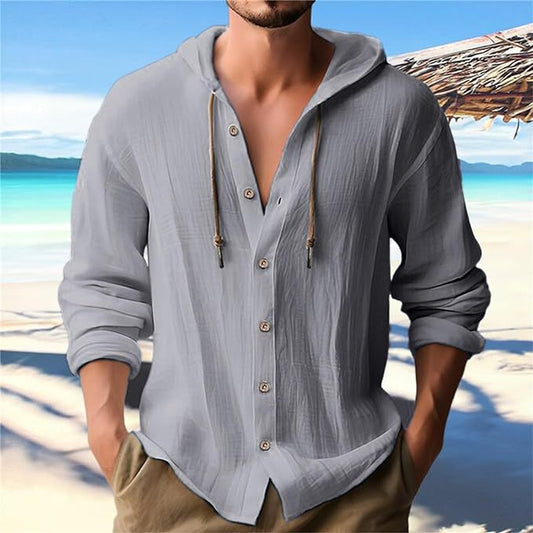 Chemise à capuche décontractée pour hommes avec patte de boutonnage et manches élastiques Chic und Stil