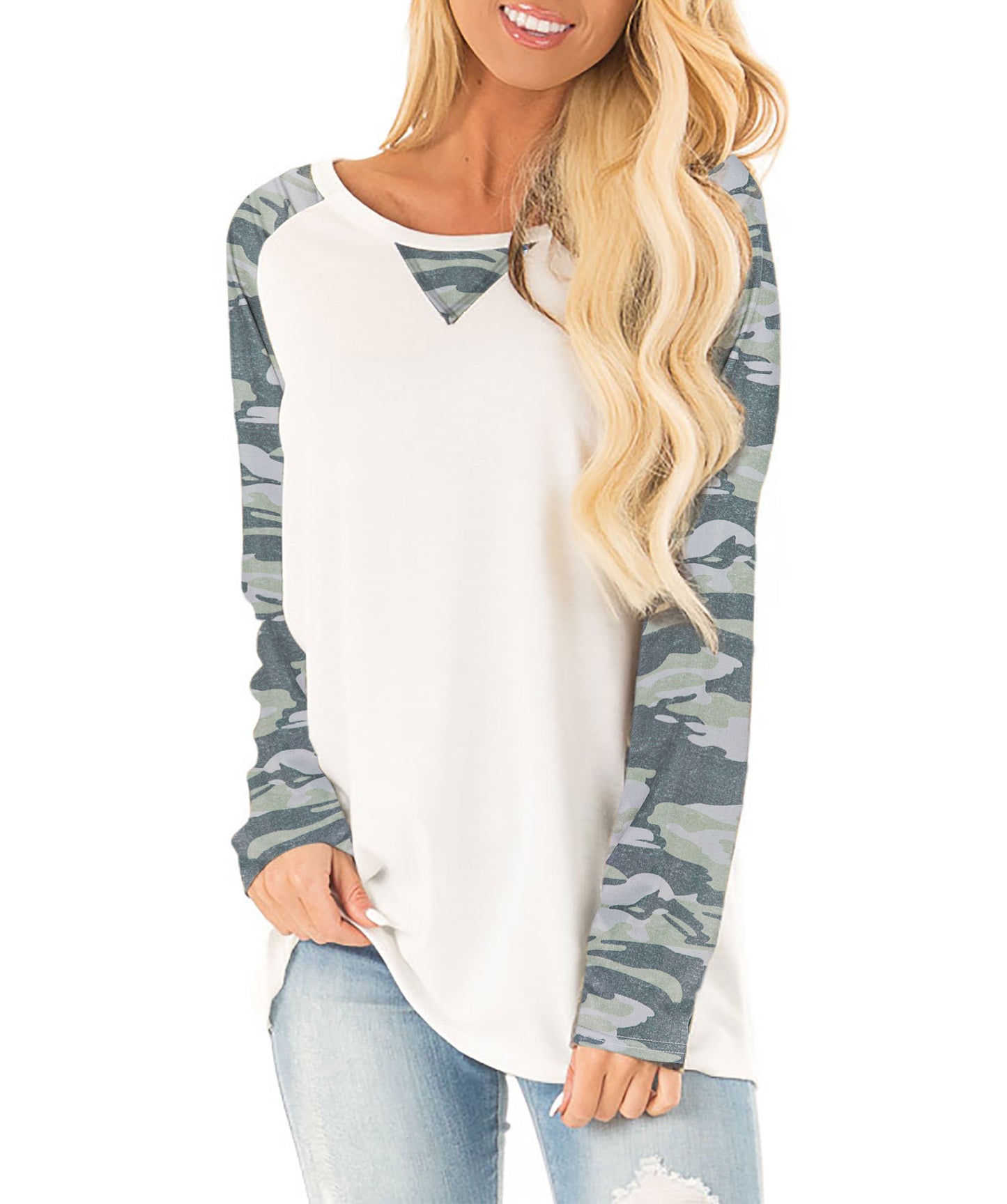 Chemise à manches longues décontractée pour femmes avec motif graphique et fentes sur les côtés Chic und Stil