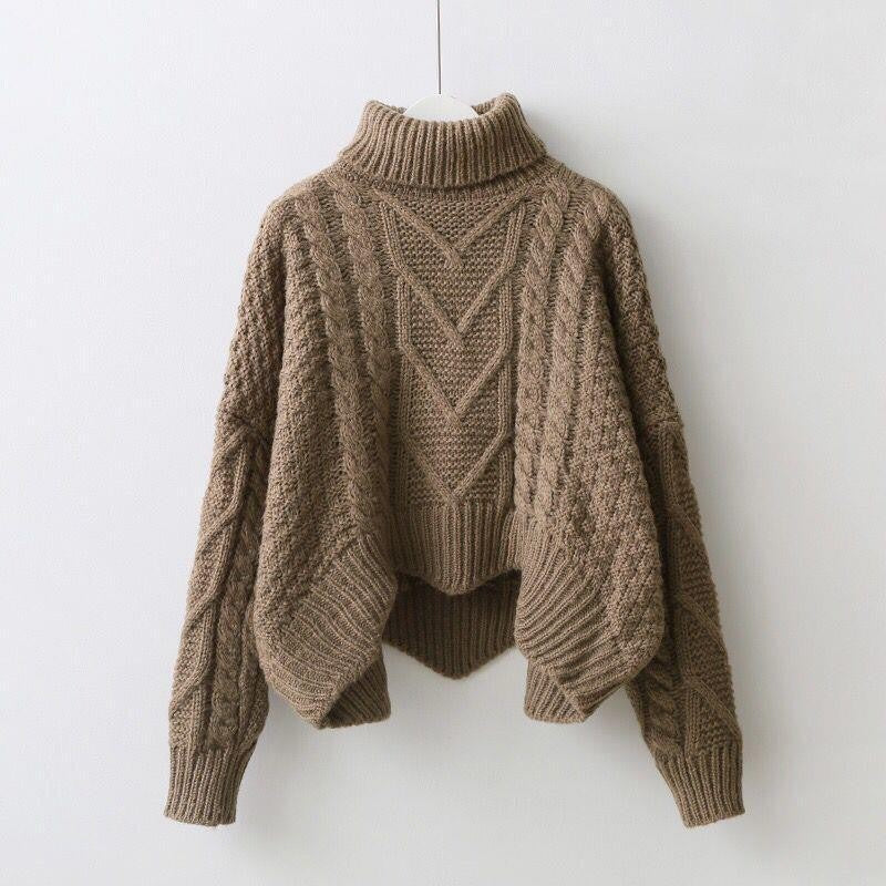 Pull-over en maille épaisse pour femmes avec col montant et motif en torsades Chic und Stil