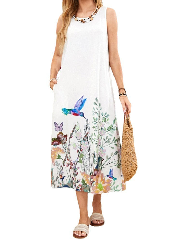 Robe maxi sans manches pour femmes avec des accents floraux Chic und Stil