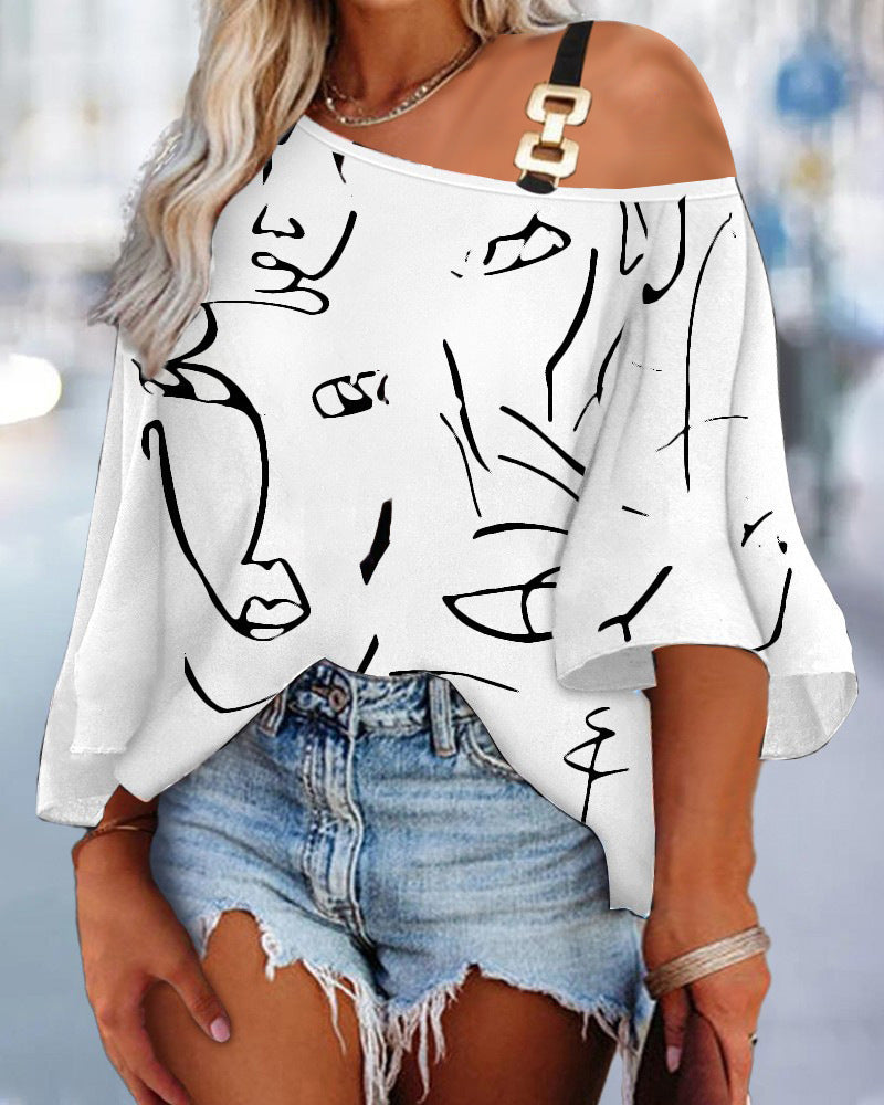 Chemisier oversize pour femmes avec un design graphique original Chic und Stil
