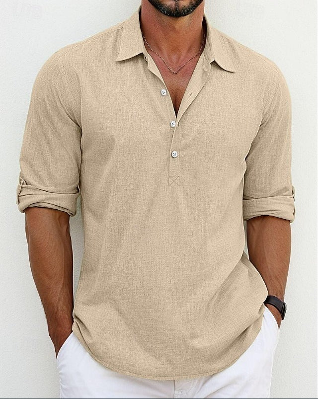 Chemise décontractée à manches longues pour hommes avec patte de boutonnage et coupe tendance Chic und Stil