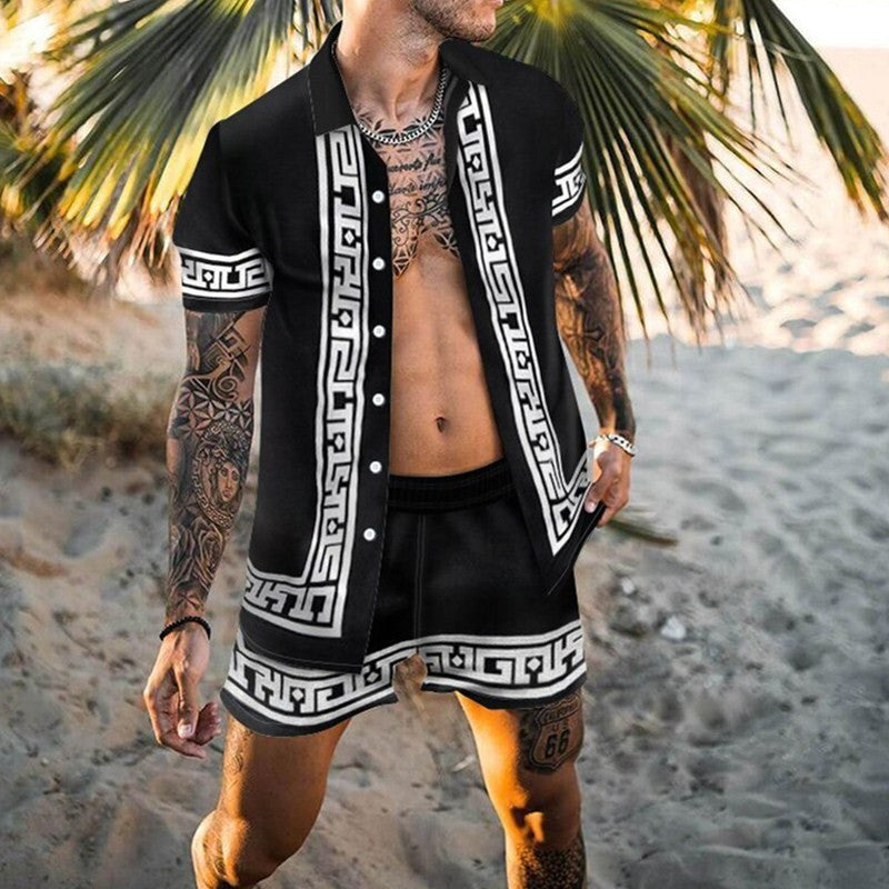Hommes Ensemble d'été décontracté à motifs floraux Chic und Stil