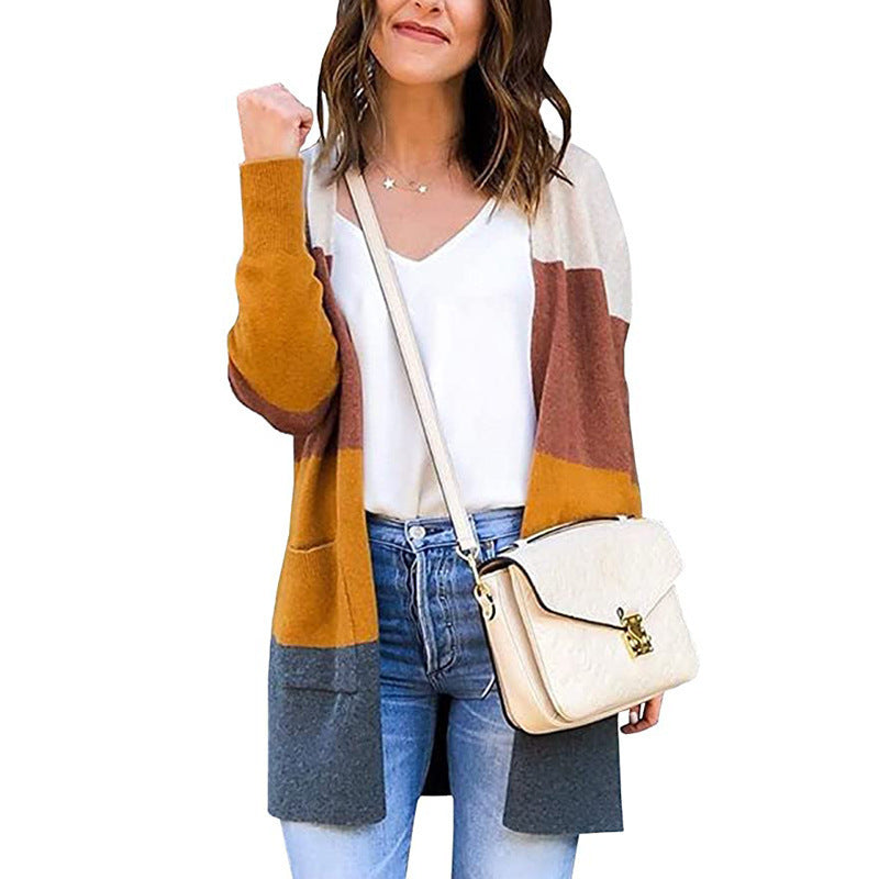 Veste en tricot pour femmes avec design en coloris bloc et poches pratiques Chic und Stil
