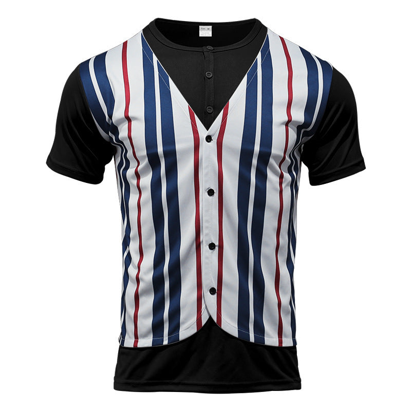 Chemise à manches courtes pour hommes au look rayé sportif avec boutonnière Chic und Stil