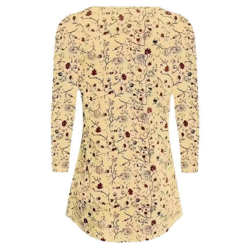 T-shirt à manches longues pour femmes avec motif floral et coupe en A Chic und Stil