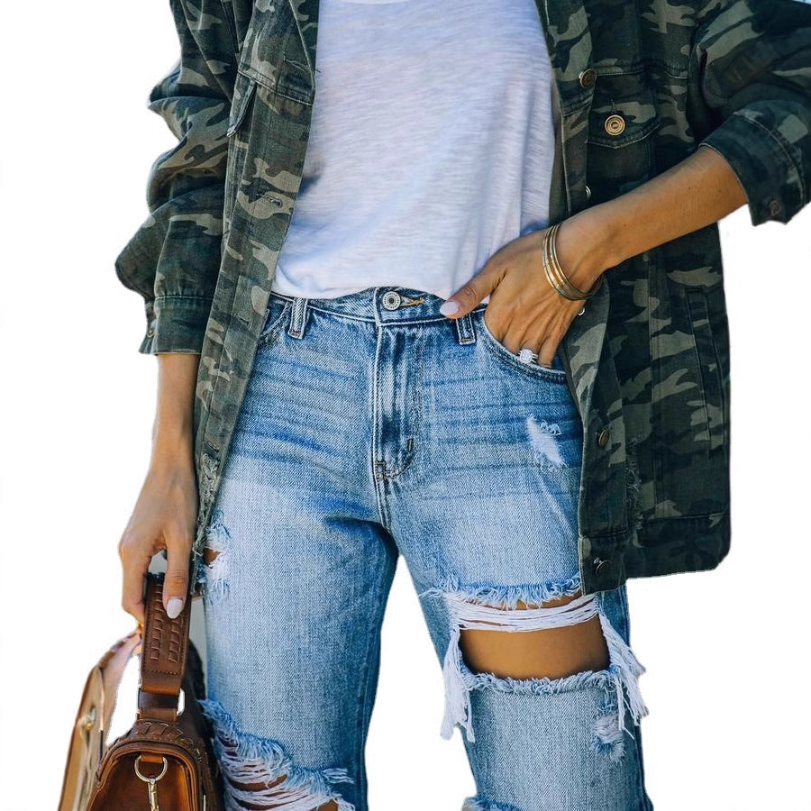Jeans détruits pour femmes en coupe boyfriend décontractée avec des détails effilochés Chic und Stil
