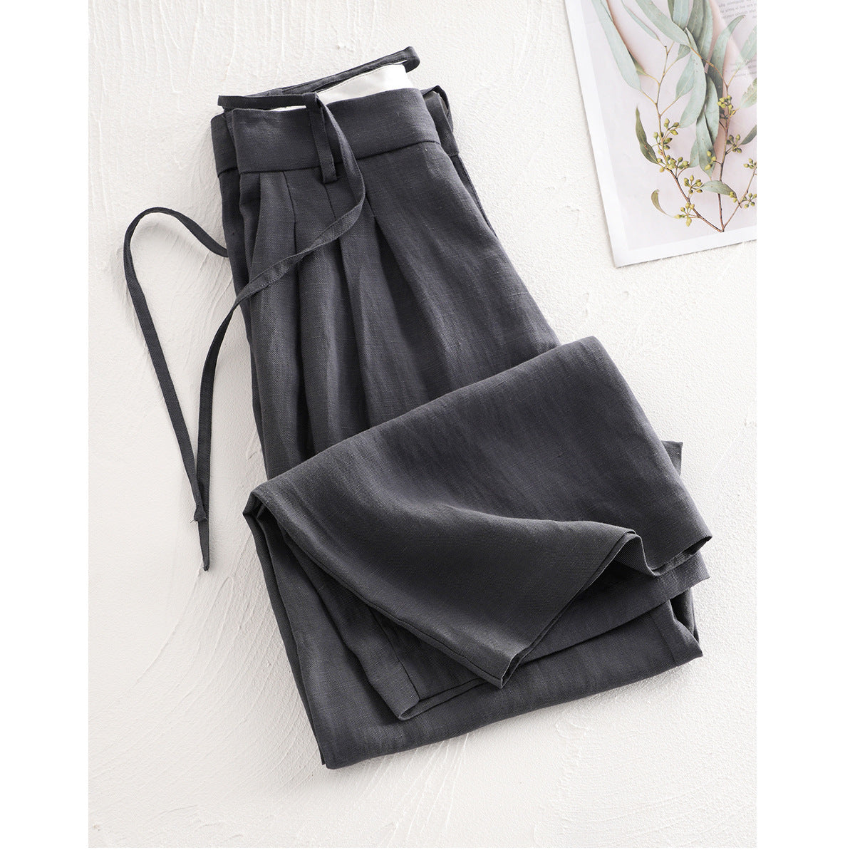 Pantalons en lin relaxés taille haute pour femmes Chic und Stil