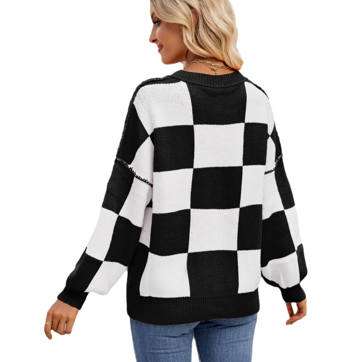 Women's Plaid Sweater in Breathable Knitwear Chic und Stil