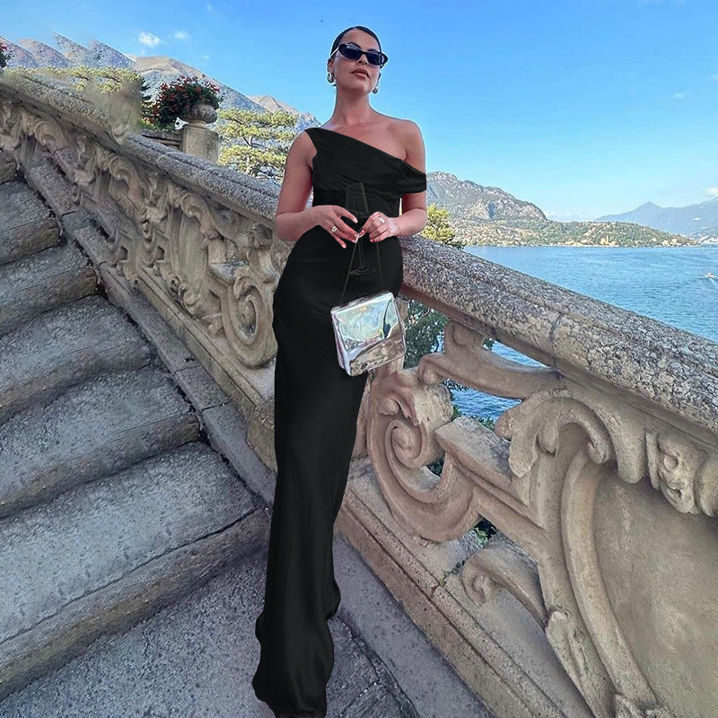 Dames Élégant Robe Maxi Off-Shoulder Chic und Stil