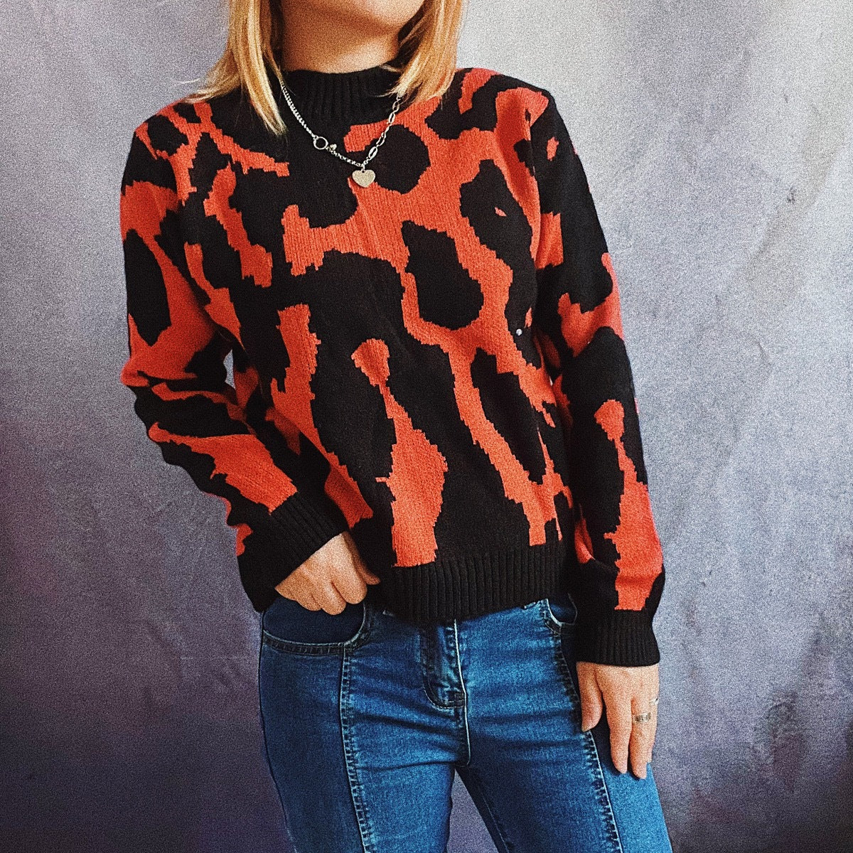 Pull femme à motifs avec impression animale moderne Chic und Stil