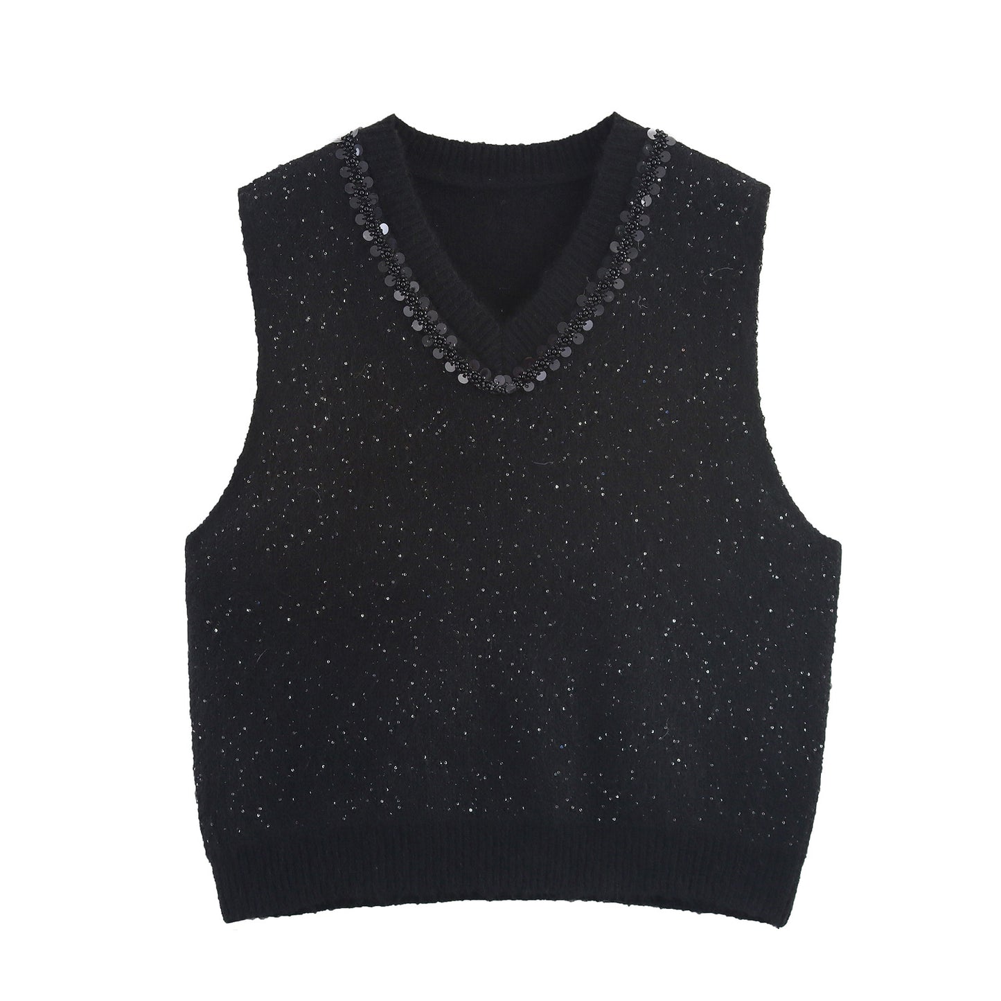 Dames élégant pull en tricot sans manches avec des appliqués scintillants Chic und Stil