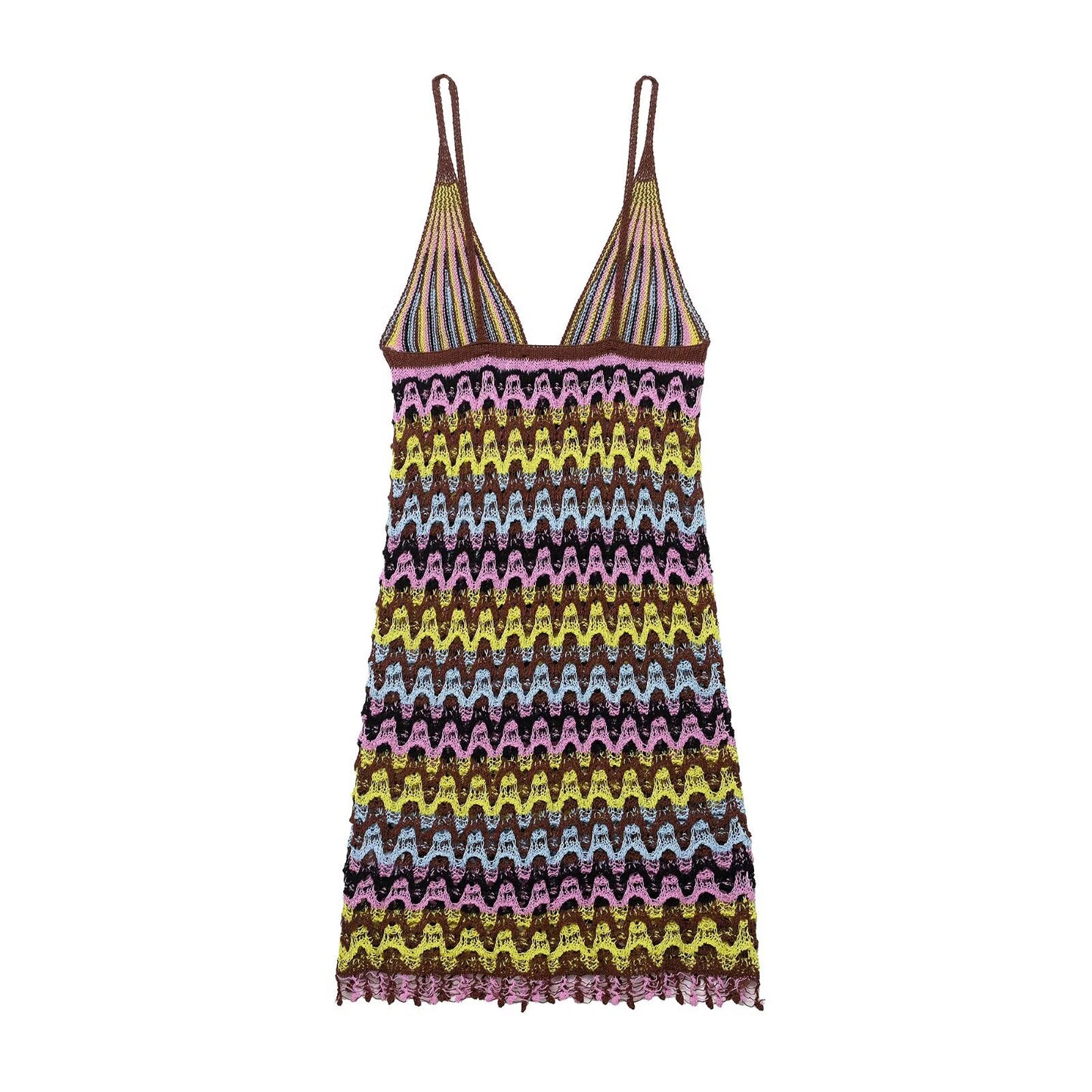 Robe d'été en chiffon pour femmes avec motif en vagues et bretelles réglables Chic und Stil
