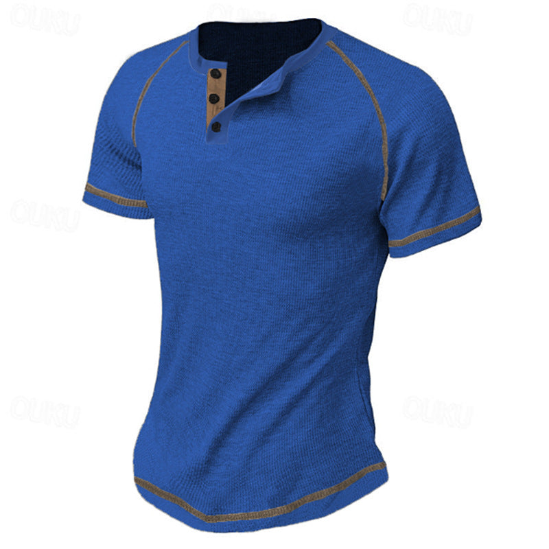 T-shirt à manches mi-longues pour hommes avec patte de boutonnage Chic und Stil