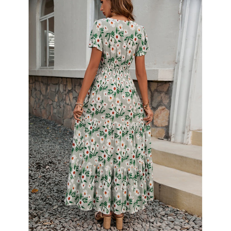 Robe maxi à volants fleuris pour femmes Chic und Stil