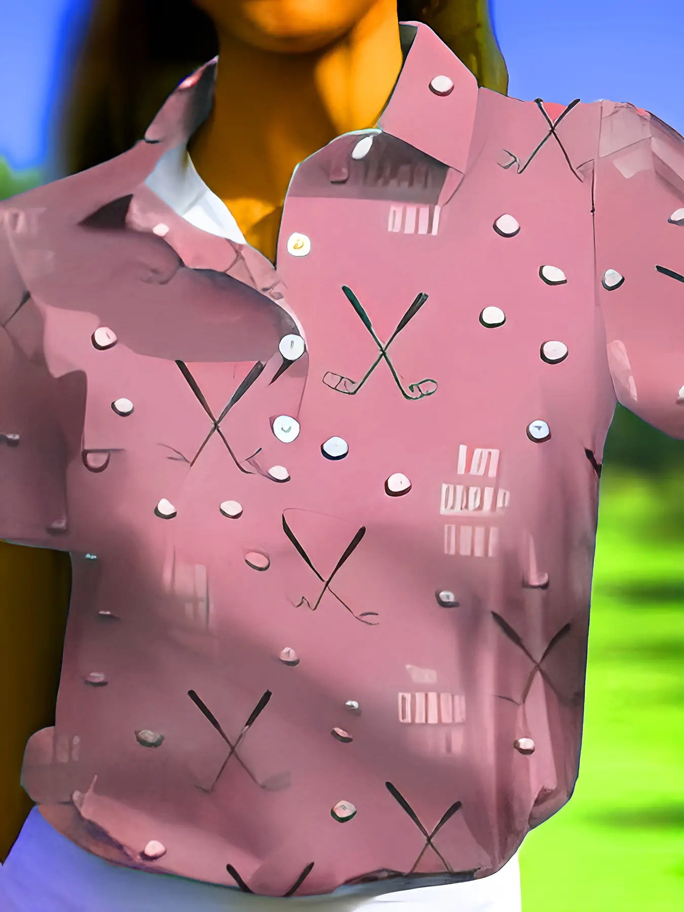 T-shirt polo pour dames avec un motif de golf moderne et une coupe confortable Chic und Stil