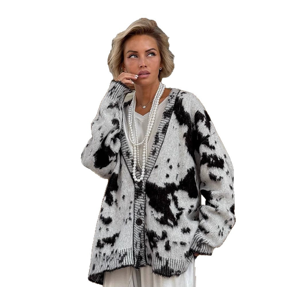 Cardigan décontracté pour femmes avec un motif à pois à la mode Chic und Stil