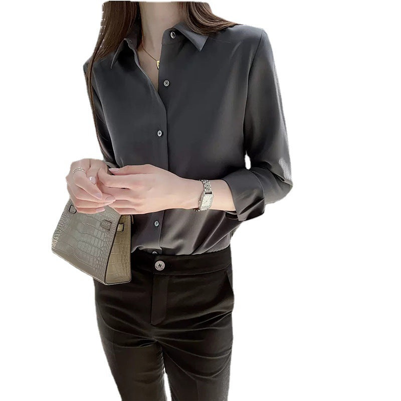 Blouse Satin Boutonnée Femme Chic und Stil