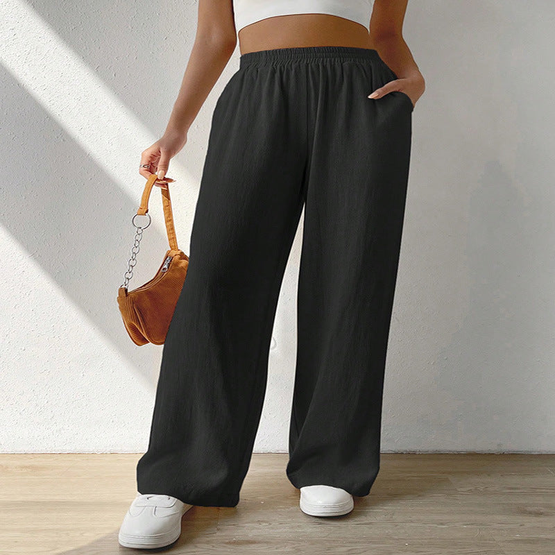 Pantalon ample de loisirs pour femmes avec taille élastique et poches latérales pratiques Chic und Stil