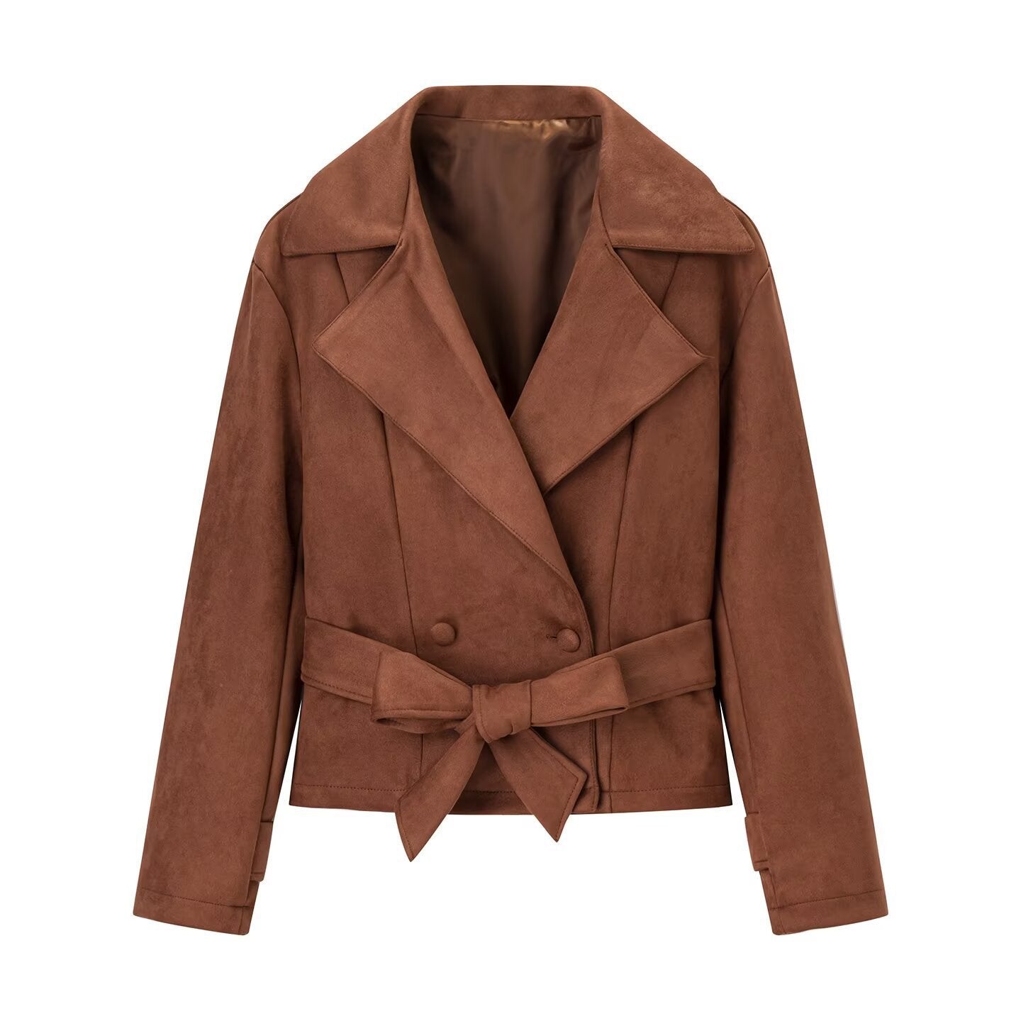 Suede fashion blazer jacket for women with belt and elegant cut Chic and Style