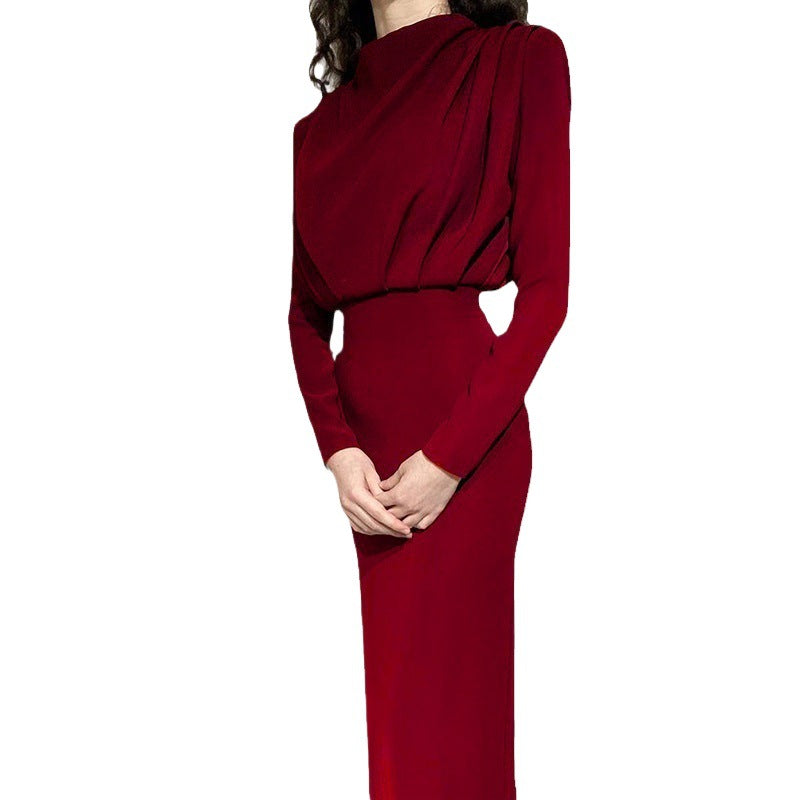 Femmes Robe élégante ajustée avec col haut et fronces Chic und Stil