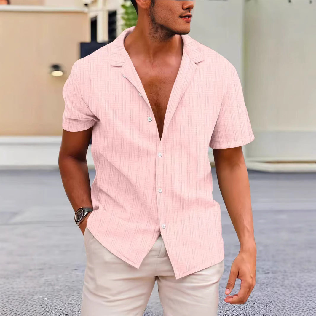 Chemise mode à manches courtes pour hommes avec un design de texture moderne Chic und Stil