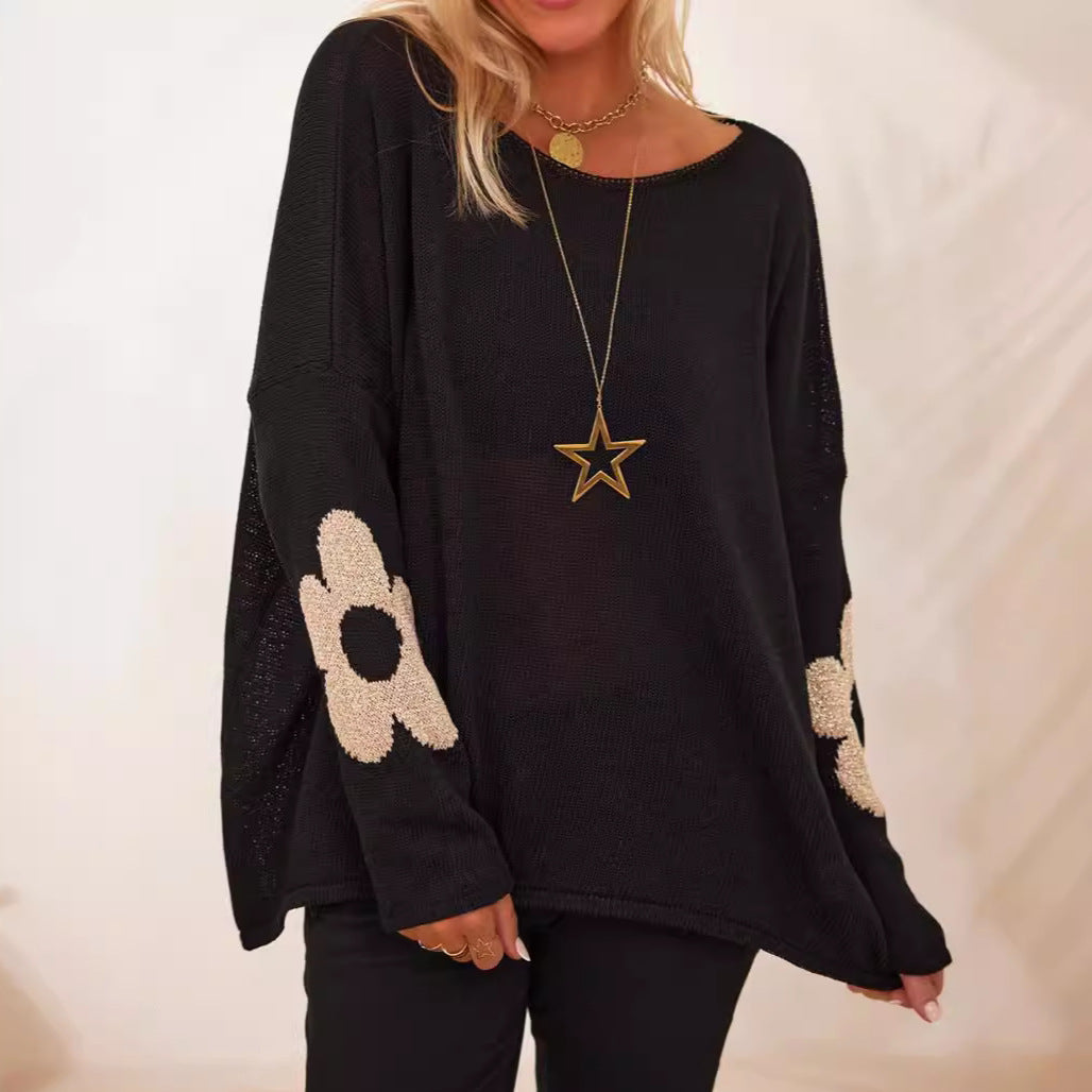 Pull-over pour femmes en tricot épais avec un design floral et une coupe ample Chic und Stil