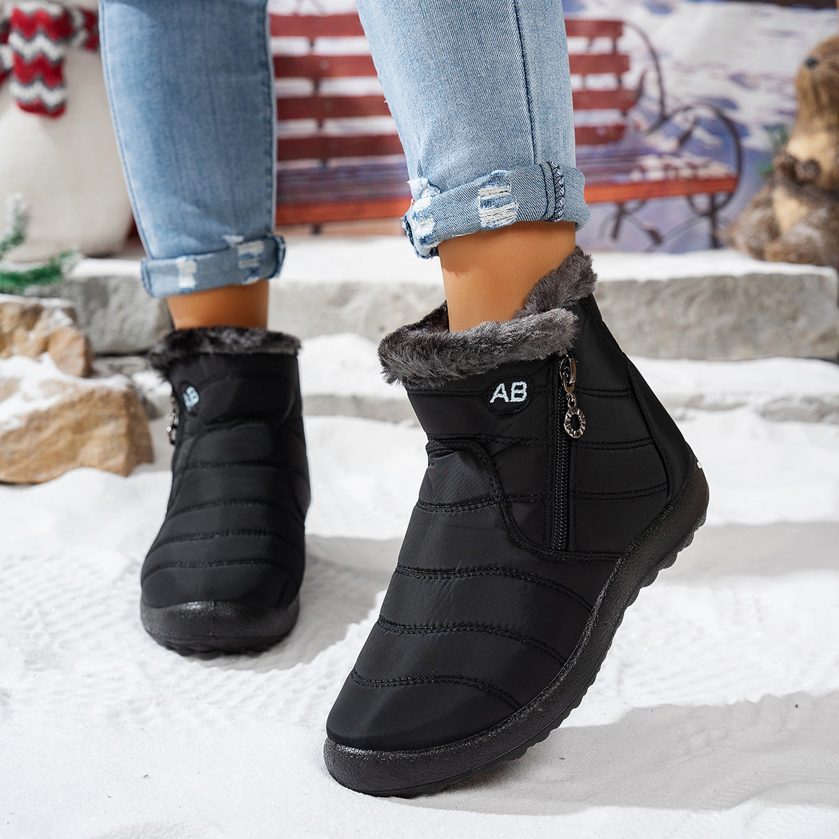Bottes d'hiver pour femmes avec zip pratique et doublure intérieure douillette Chic und Stil
