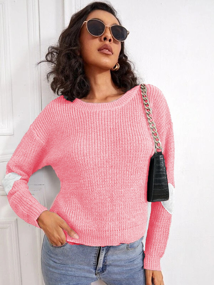 Pull en tricot tendance pour femmes avec des accents de manches contrastants Chic und Stil