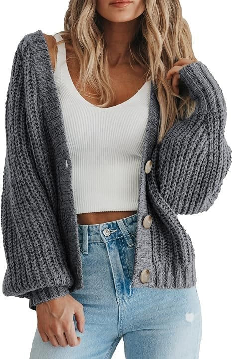 Cardigan en maille épaisse pour femme avec détails en bouton et coupe ample Chic und Stil