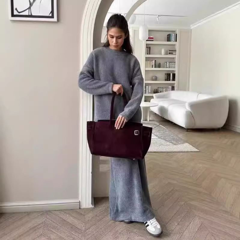 Dames Ensemble en Tricot Douillet à Coupe Larges Chic und Stil