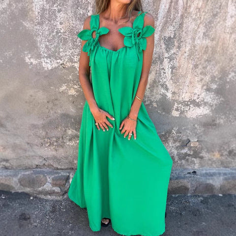 Robe maxi fluide pour femmes avec liens décoratifs aux épaules Chic und Stil