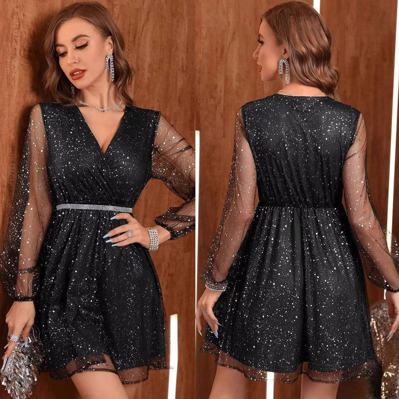 Robe portefeuille scintillante Chic und Stil pour femmes