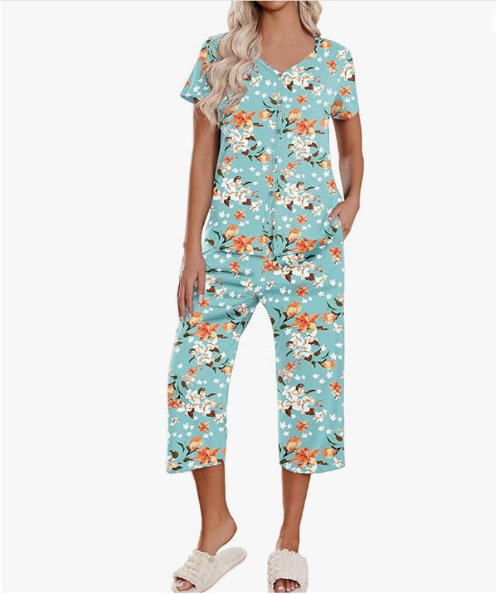 Women's pajamas set with short sleeves and comfortable pants Chic and Style